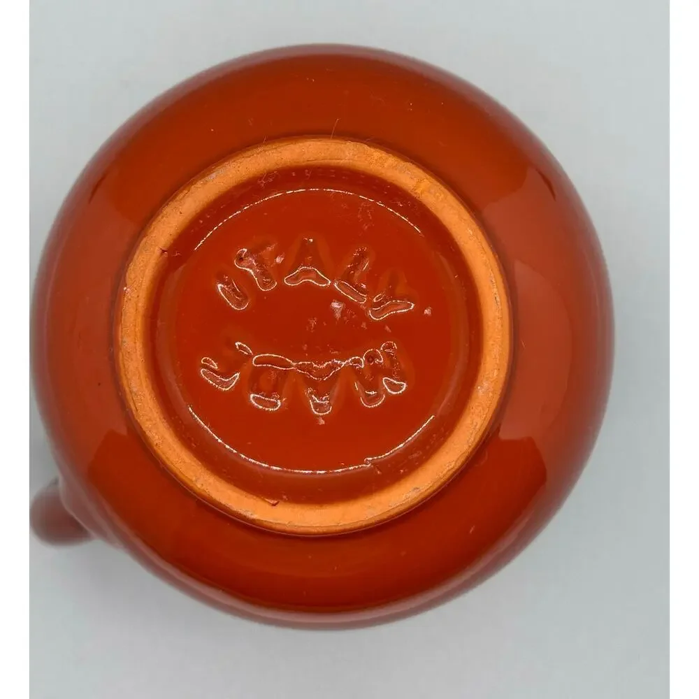 Vintage Small Orange & Brown Pitcher Glazed Clay Made in Italy 5 1/4" Pottery - Picture 6 of 9